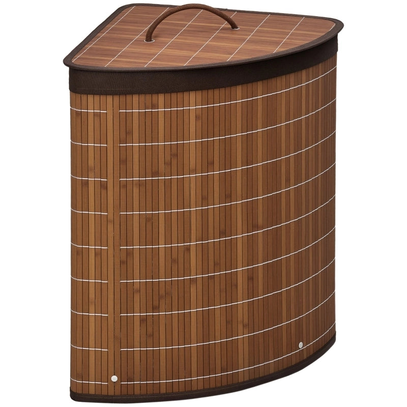 Cesto portabiancheria in bambù 55 L con coperchio rimovibile, 38 x 38 x 57 cm, marrone