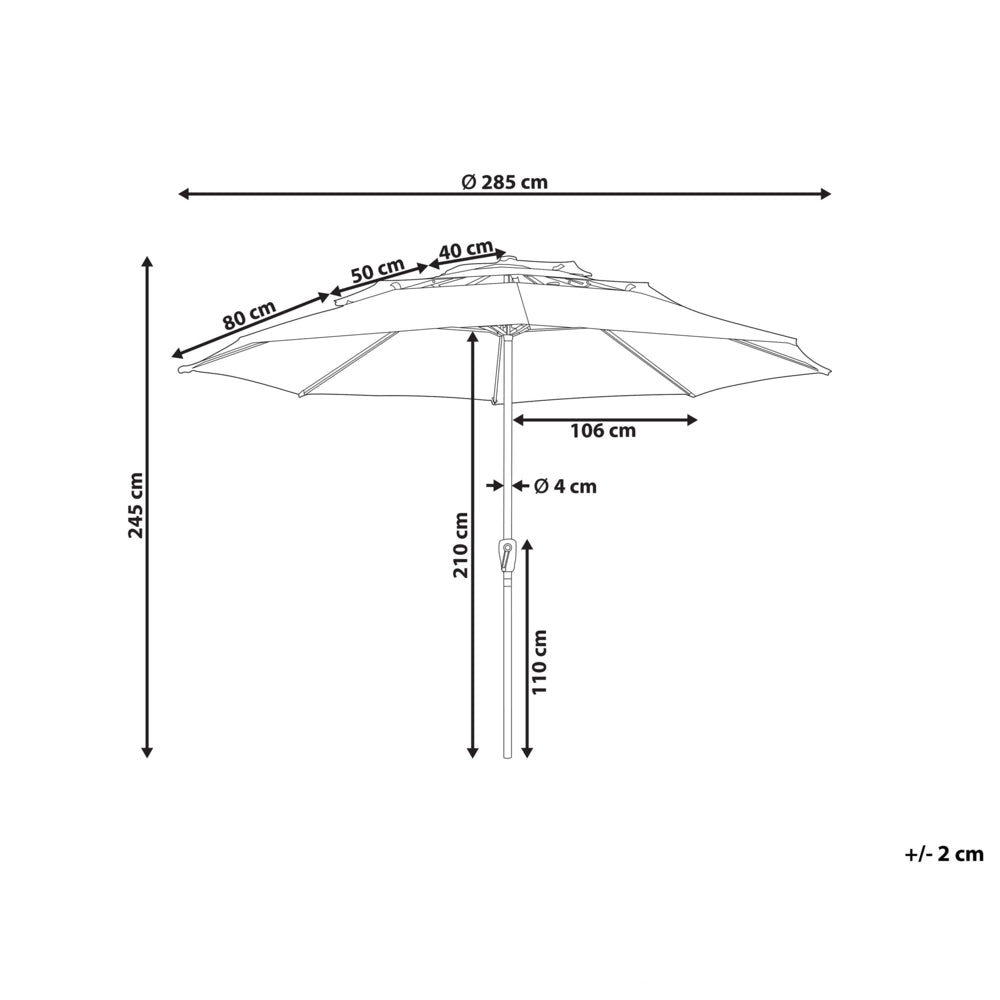 Ombrellone tessuto beige chiaro palo in acciaio ⌀ 285 cm ottagonale da esterno a manovella resistente ai raggi uv