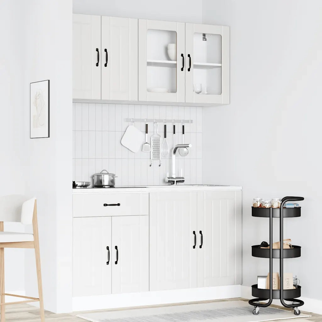 Set Mobili da Cucina 4 pz-Armadietto Cucina Lucca Bianchi Legno Multistrato