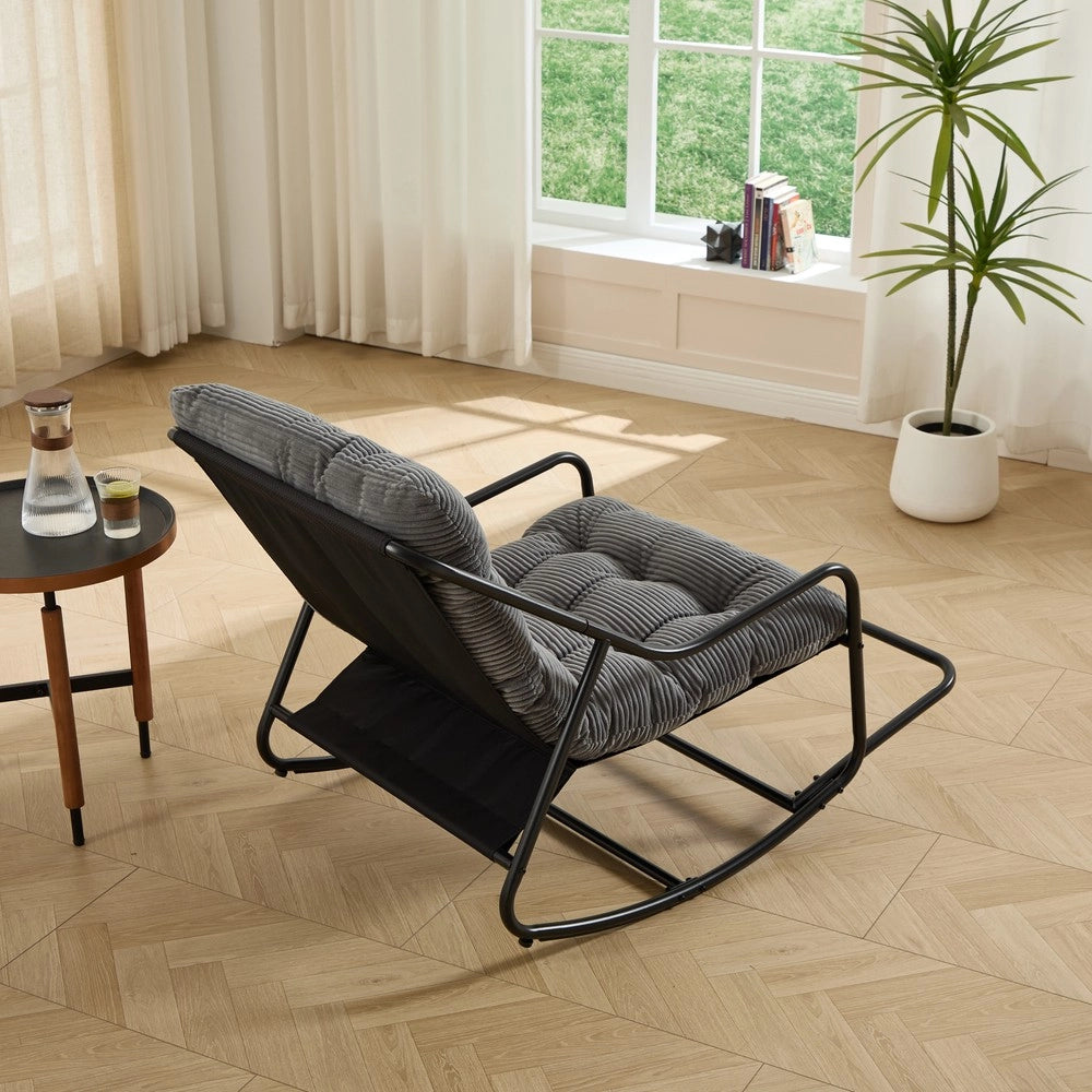 Poltrona a Dondolo con Cuscino ¨C Xylo ¨C Nero, Grigio