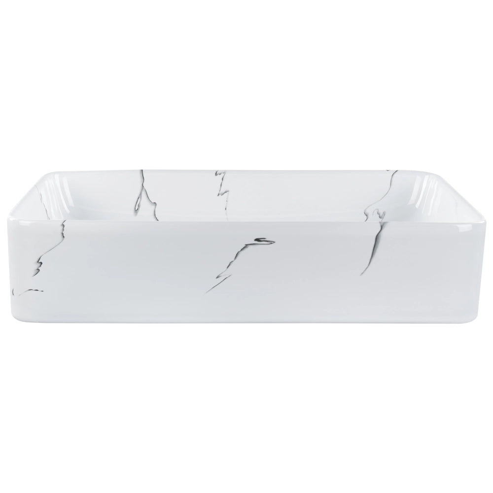 Lavabo da appoggio in ceramica bianca effetto marmo 510 x 340 mm Lavabo da bagno rettangolare stile Glam