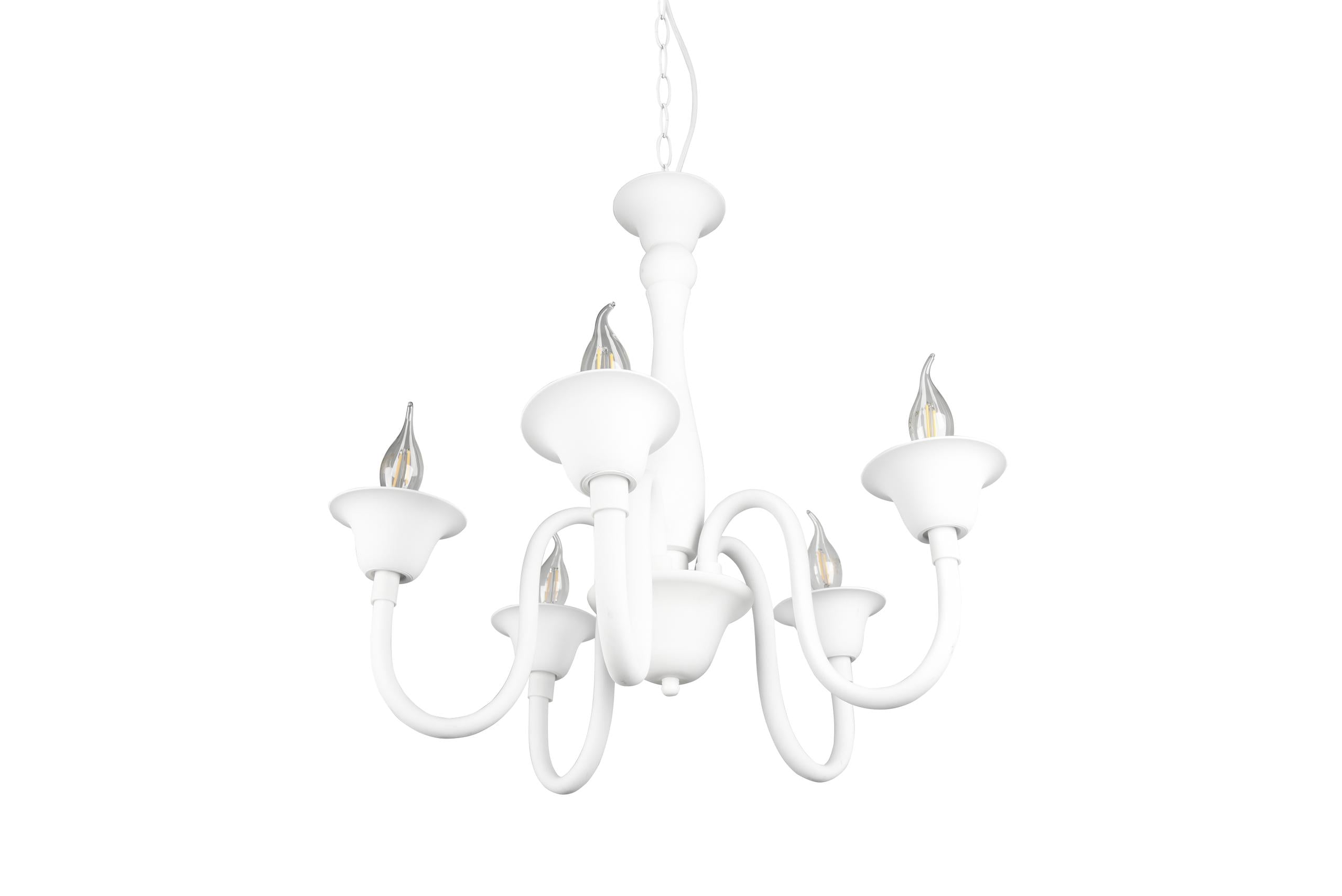 Lampadario da Interno  E14 in Metallo Bianco Opaco