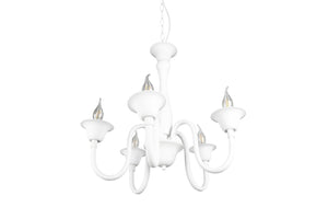 Lampadario da Interno  E14 in Metallo Bianco Opaco