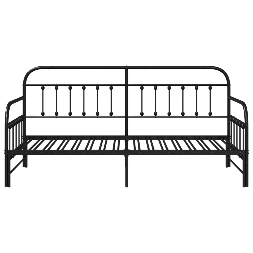 Struttura letto giorno  con letto estraibile, nera, 107x203 cm, in acciaio