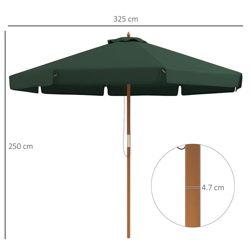 OMBRELLONE DA GIARDINO CON DOPPIO TETTUCCIO IN BAMBÙ E POLIESTERE Ø 325X250 CM VERDE