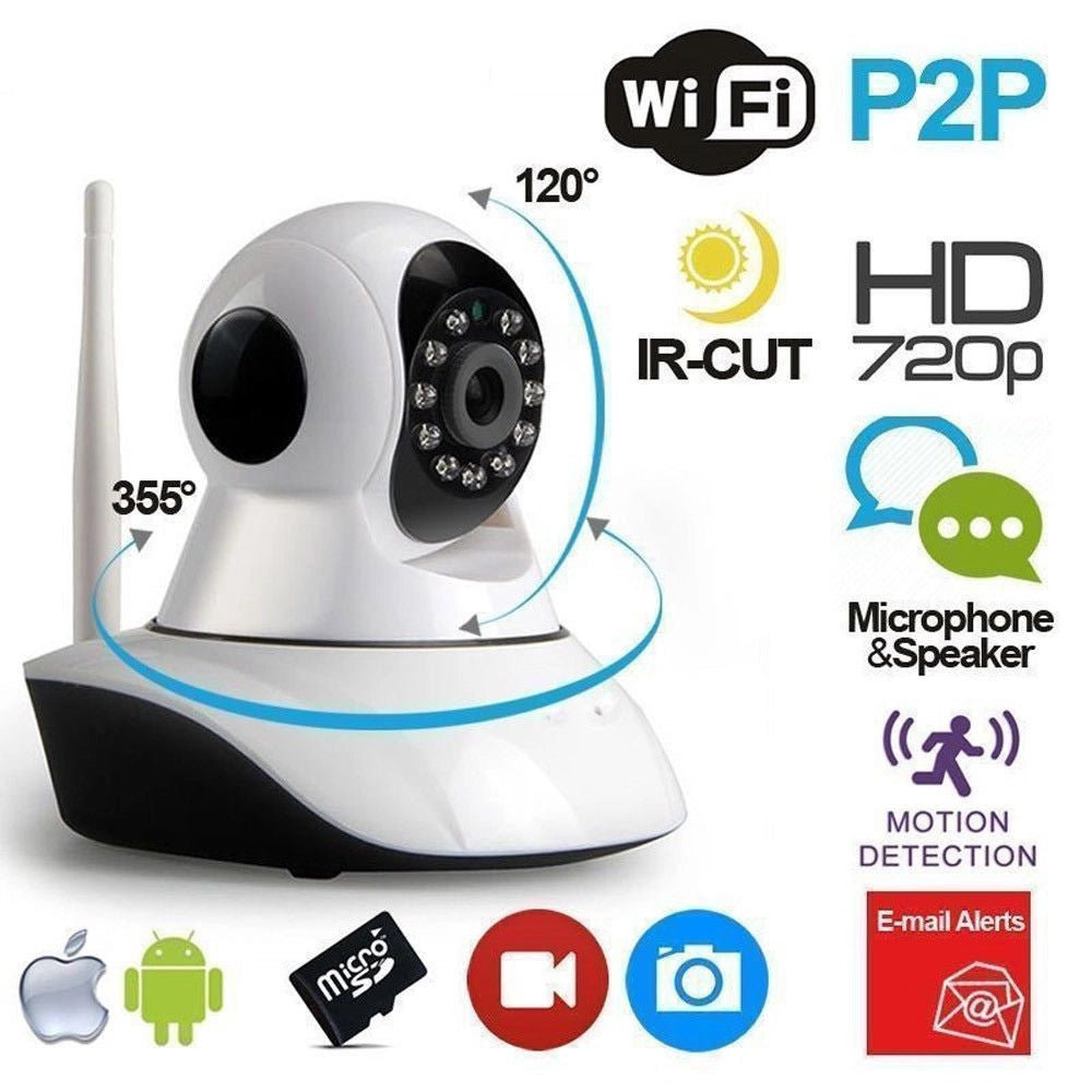 Trade Shop - Ip Camera Telecamera 355° Hd Wireless Wifi No Dns Motion Sd Videosorveglianza -