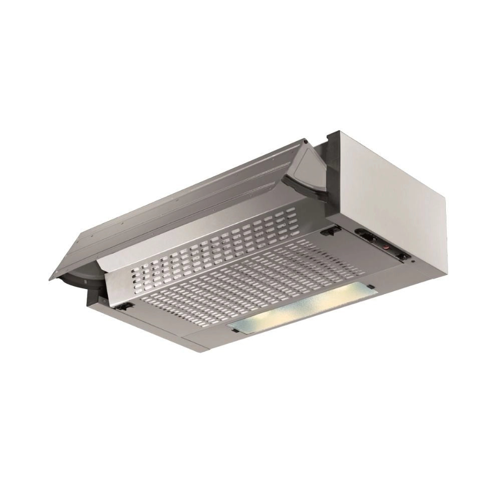 Samet, Cappa Aspirante da Incasso 60 cm Estraibile, con Luce LED e Potenza 300 m³/h, Colore Alluminio, 60x30x15 cm
