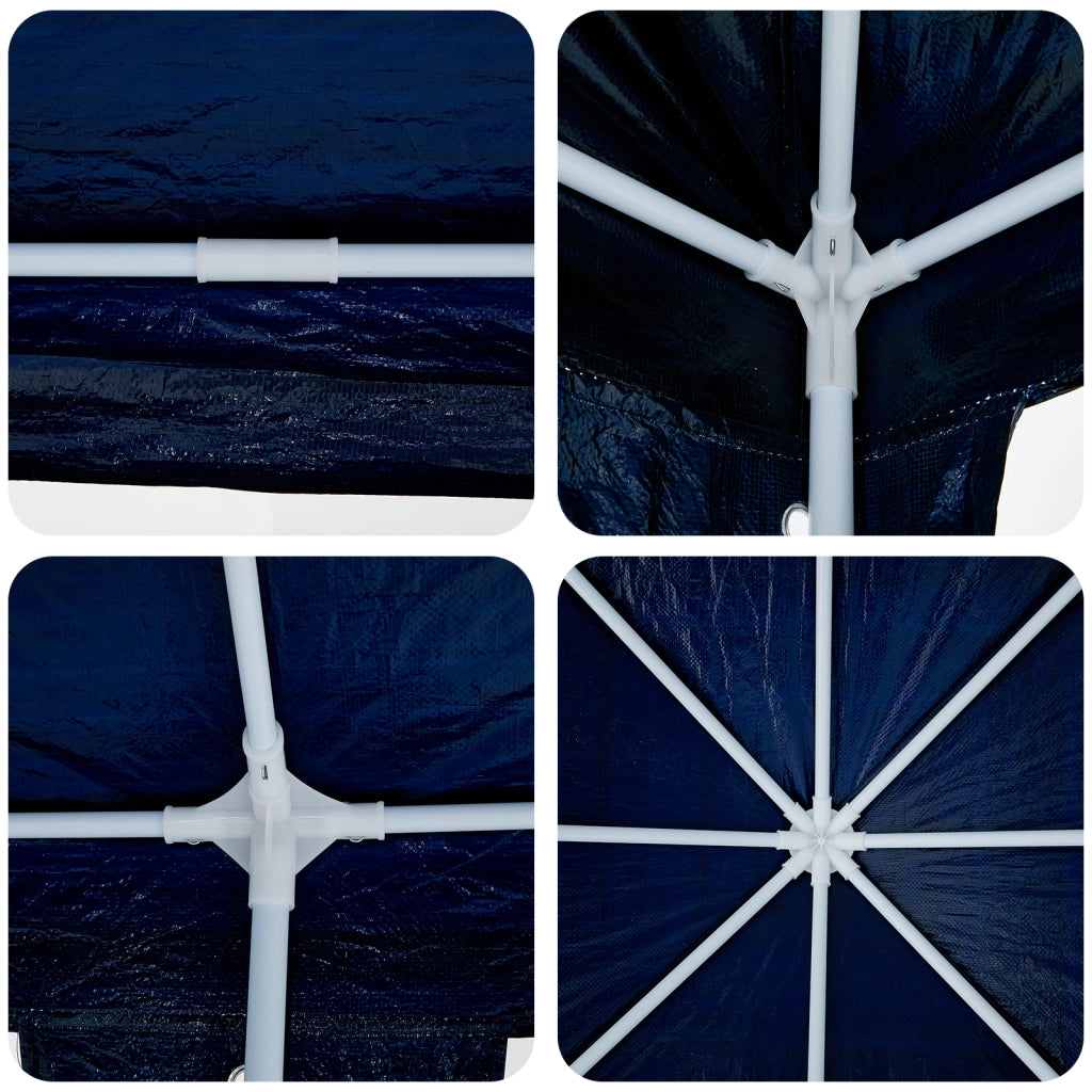 Tenda da festa con 12 pareti laterali blu 8x4 m PE
