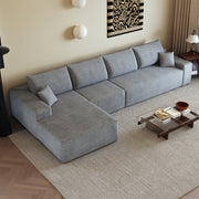Divano in tessuto a coste grigio 340x175x83 cm