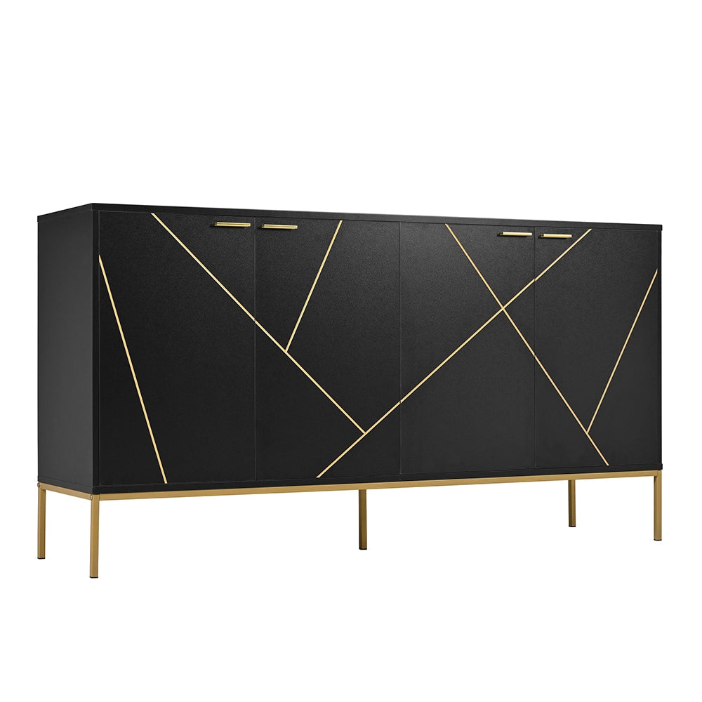 Buffet TV - Xylo - 4porte nero/oro metallo 150x40x80cm
