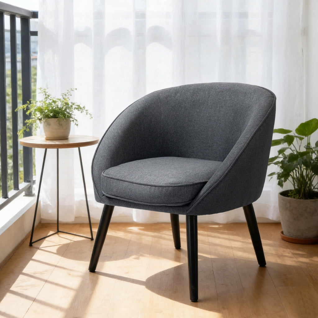 Poltrona relax tessuto effetto lino gambe legno ¨C Xylo ¨C grigio