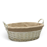 Cesta cestino portapane in vimini avorio con manici intrecciati cm 45x31,5x h 22