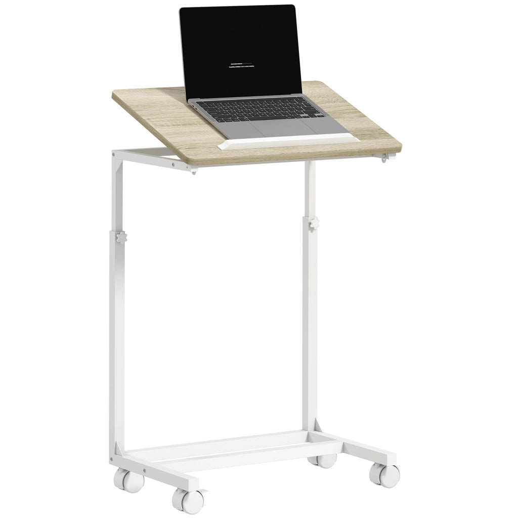 Tavolino con Rotaie Regolabile Inclinabile ¨C Zephmum ¨C 55x36x62,5-82,5 cm Roble