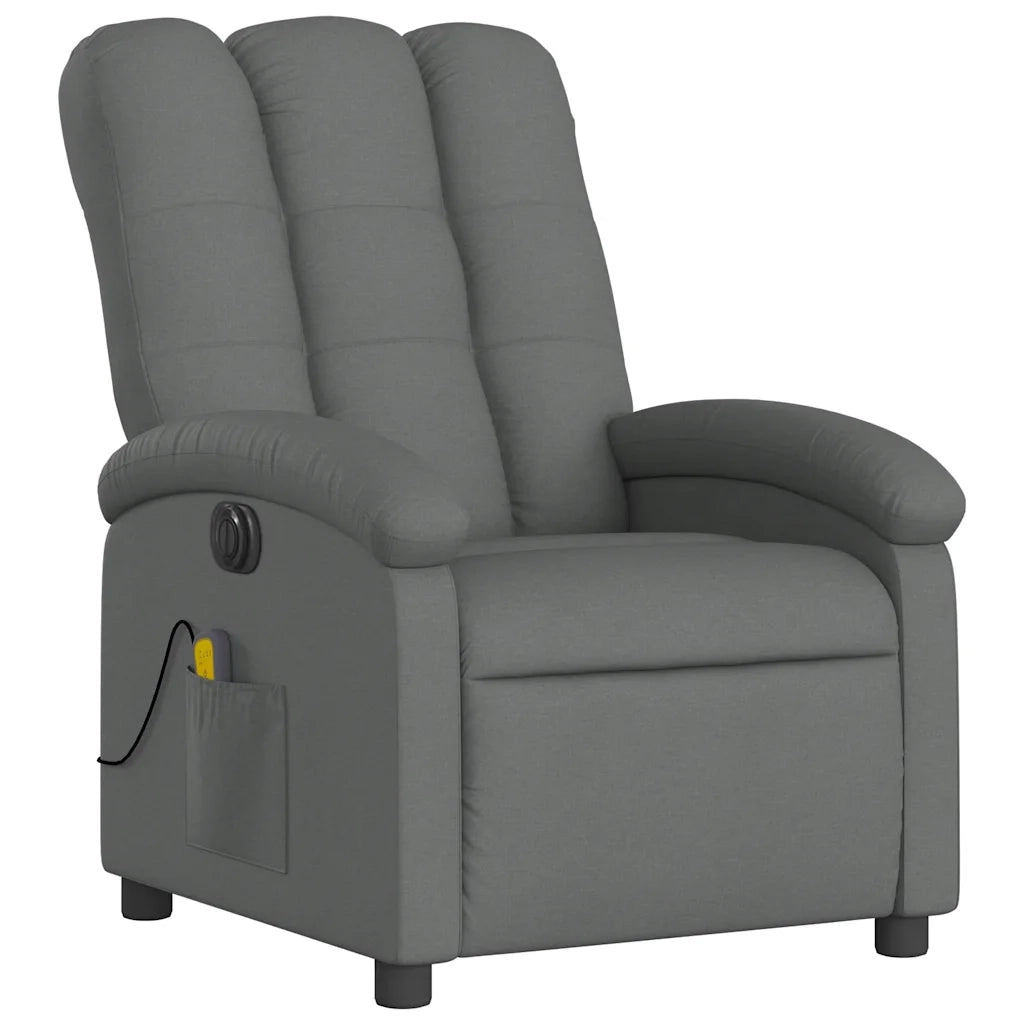 Poltrona Reclinabile Massaggio Elettrica Grigio Scuro Tessuto 3204081