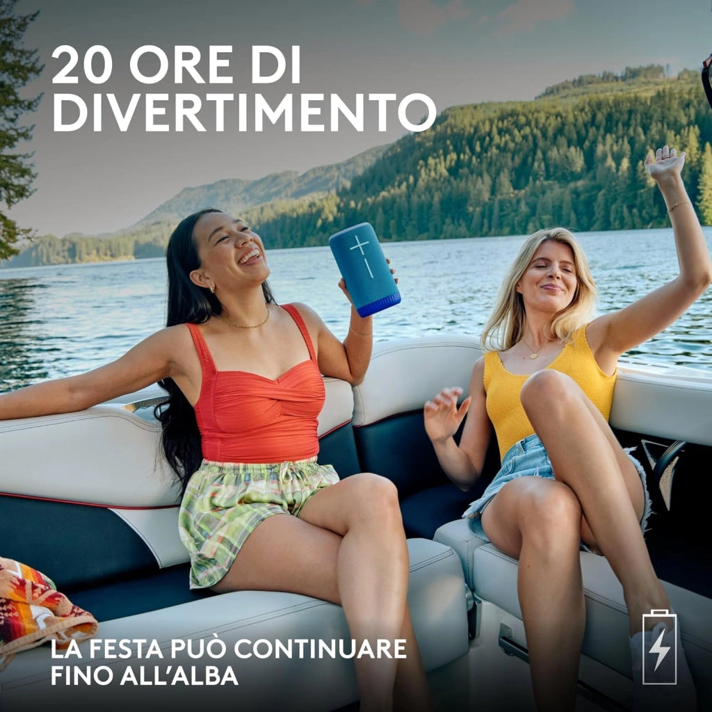 Ultimate Ears EVERBOOM Altoparlante Bluetooth wireless portatile, bassi ottimali, audio a 360 gradi, IP67 impermeabile e galleggiante, fino a 20 ore di durata della batteria - Nero