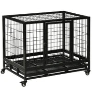 Gabbia Box per Cani Cuccioli da Interno Esterno con Rotelle 92×62×75cm