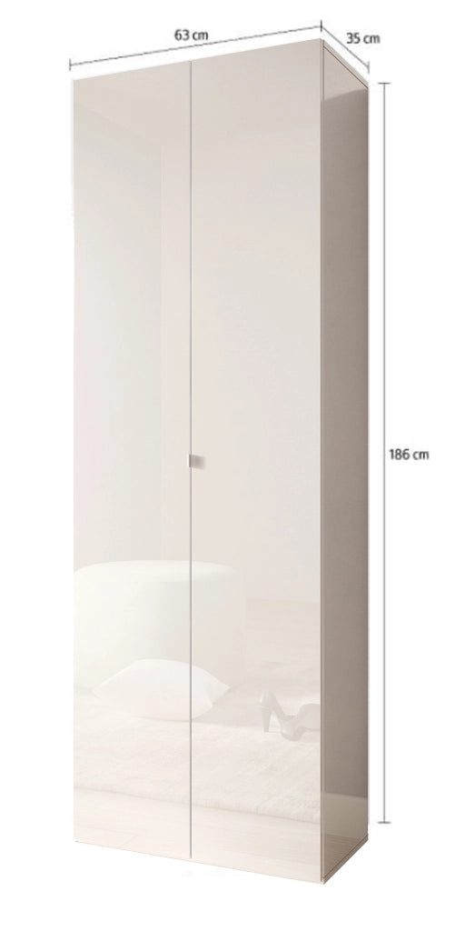 Mobile Portascarpe Genuri, Scarpiera 6 Ripiani, 63x35x186h cm Bianco Lucido