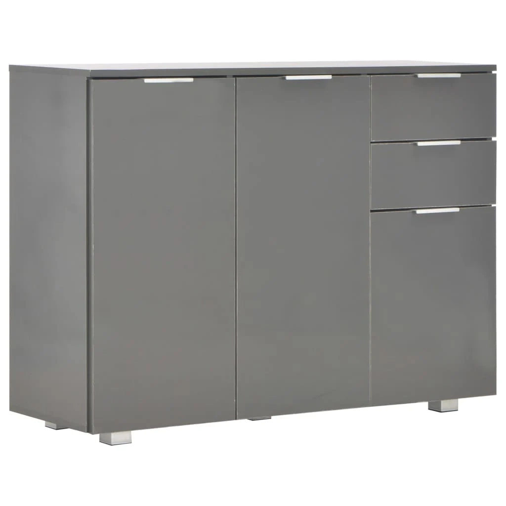 Buffet credenza cassettiera armadio mobile contenitore organizer per cucina soggiorno finitura lucida 107 x 35 x 80,5 cm grigio 02_0031815