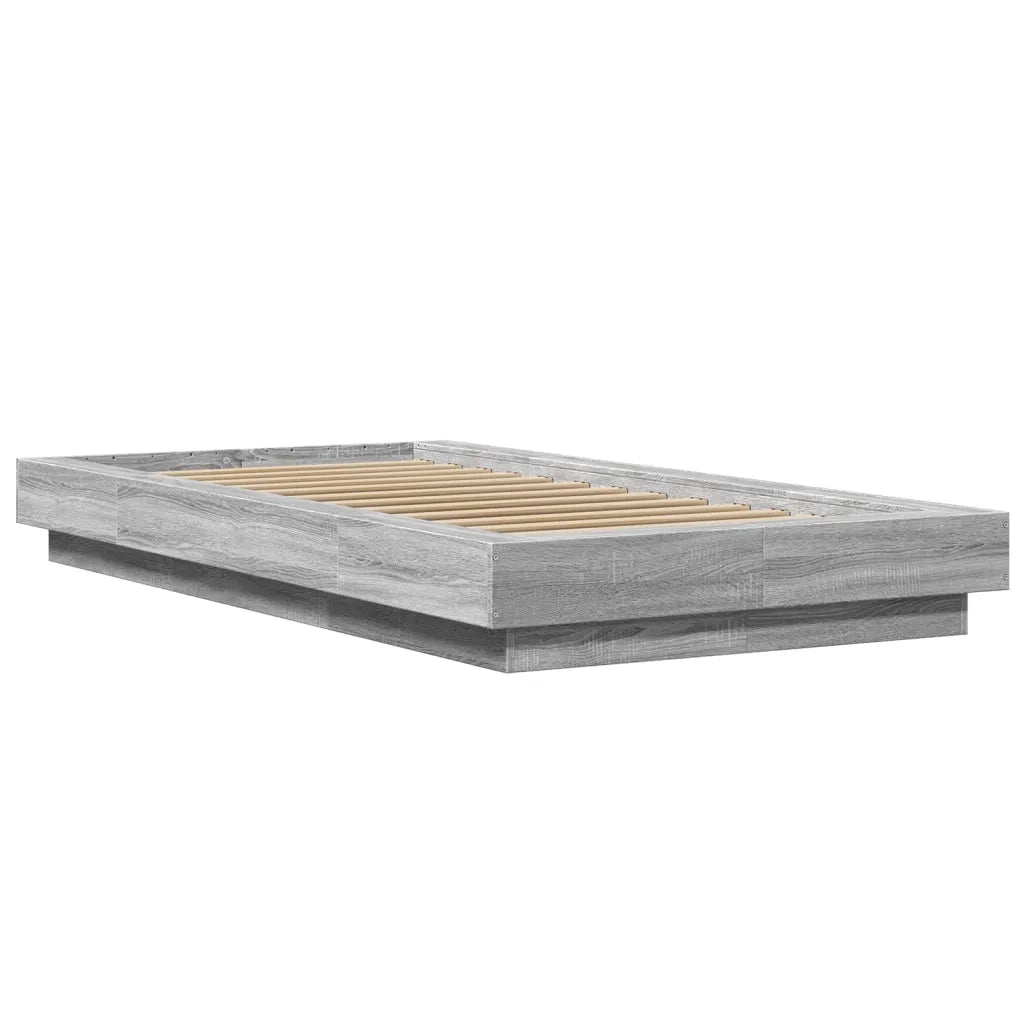 Giroletto Luci LED-Struttura Letto con LED Grigio Sonoma 100x200cm in Legno Multistrato 263528