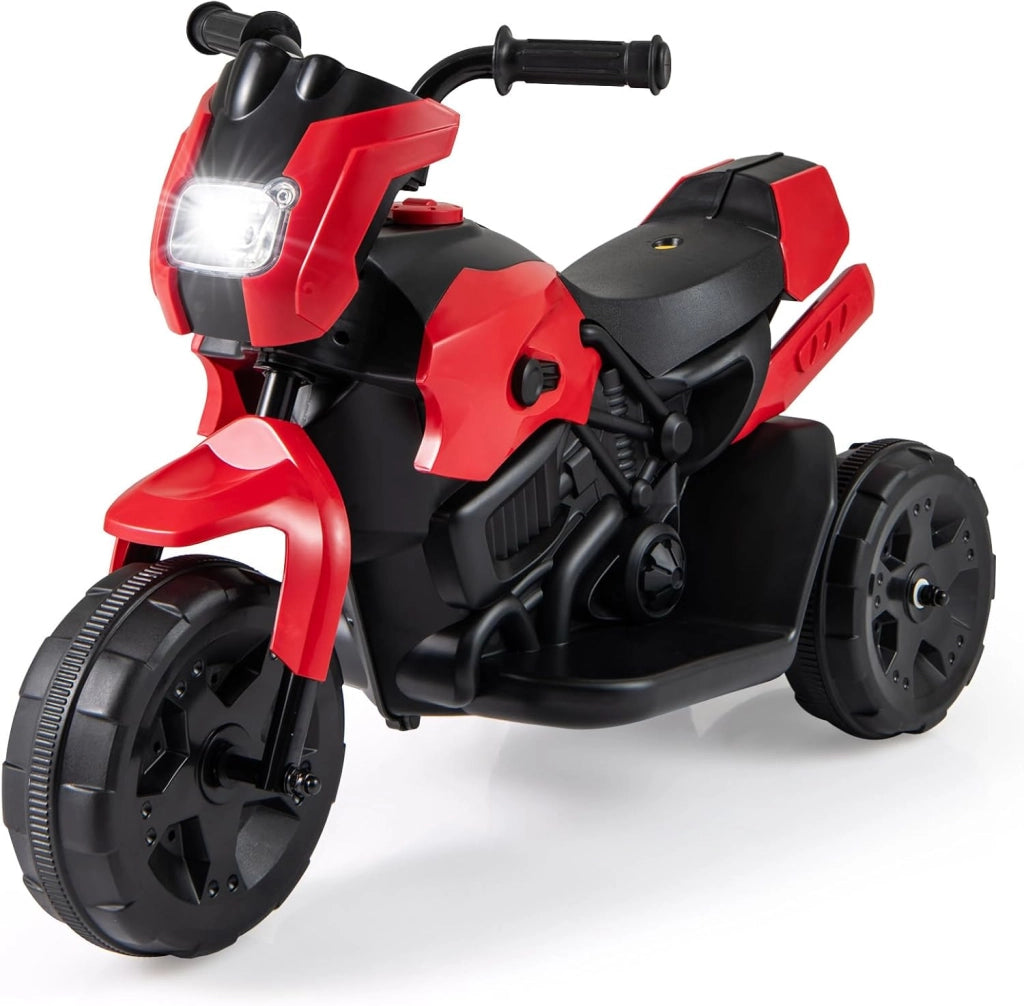 6V Moto Elettrica per Bambini, Moto a 3 Ruote con Fari LED, Pedale a Piedi, Veicolo Elettrico a Batteria per Bambini 37-72 Mesi (Blu)