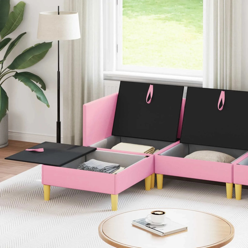 Set di divani modulari con spazio di archiviazione 5 pcs Rosa