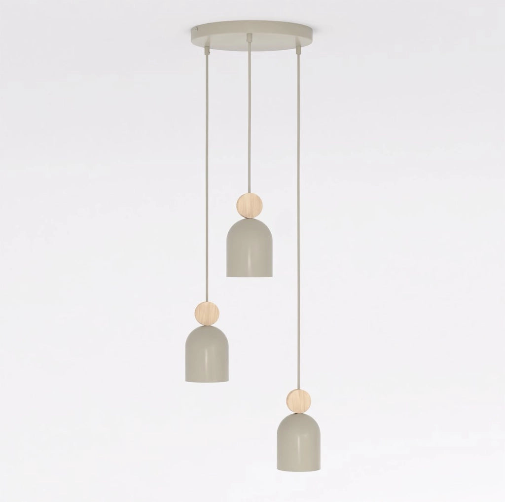 Lampada sospesa Japandi beige 3xGU10 legno MESI Emibig