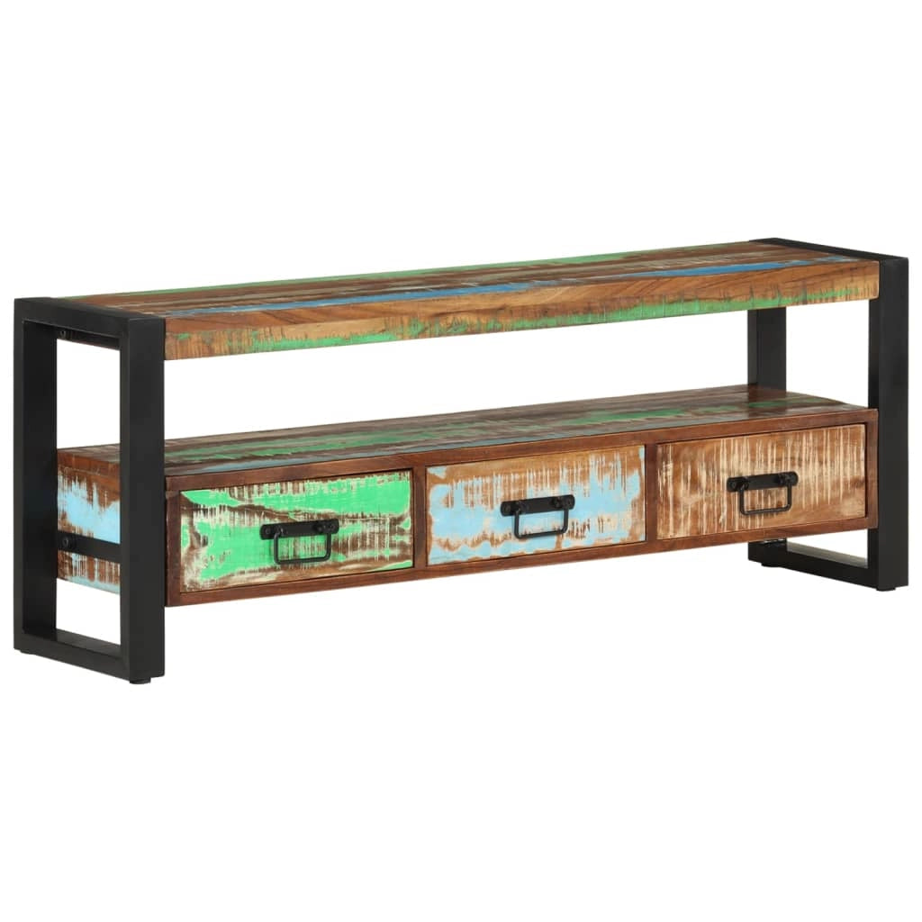 Mobile TV multimediale scaffale TV credenza TV sala da pranzo soggiorno camera da letto 120 x 30 x 45 cm legno massello di recupero marrone 02_0025846