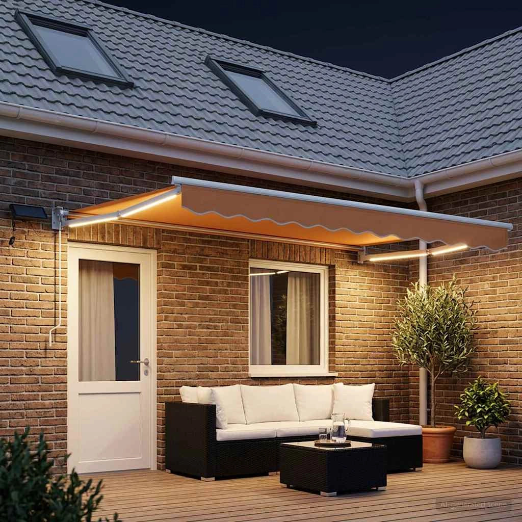 Tenda retrattile manuale con LED Sabbia 3426061