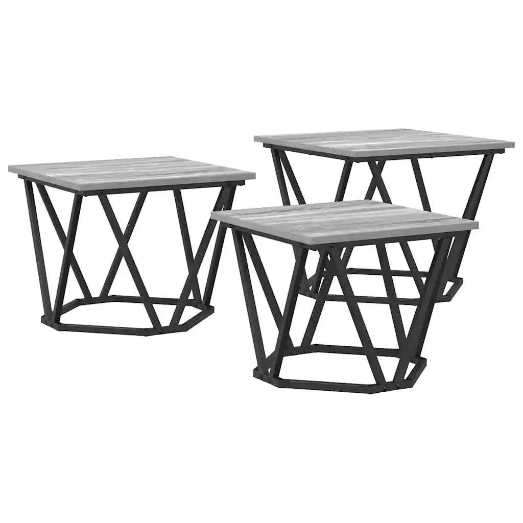 Tavolino da salotto 3 pz-Tavolino da soggiorno-Tavolo Grigio Sonoma