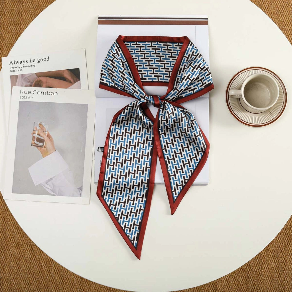 Nuova fascia per capelli alla moda con decorazioni in seta, piccola sciarpa, elastico per capelli, foulard, cintura