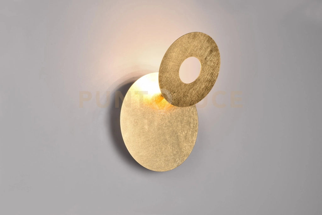LEANO APPLIQUE LED 6W 560lm, 3000K METALLO ORO DIFFUSORE ROTONDO ORIENTABILE D. 18CM