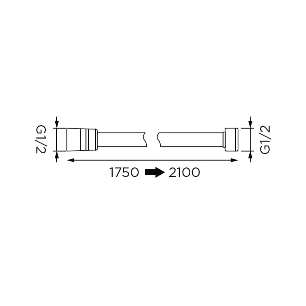 Flessibile doccia in acciaio, cromato, allungabile da 175-200 cm