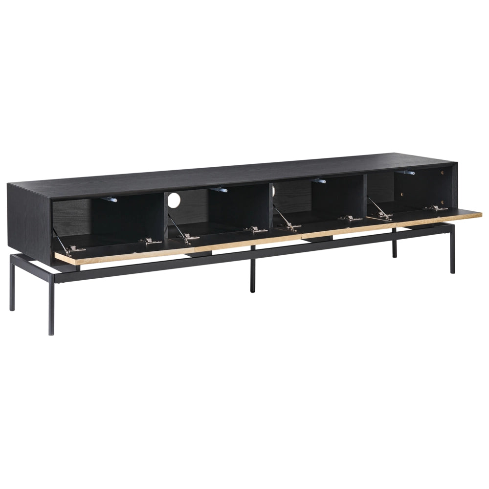 Mobile TV in MDF marrone chiaro con 2 ante e 4 cassetti gambe in metallo stile loft moderno per camera da letto