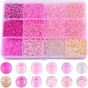 Confezione di 156g di Semi in Vetro per Collana - Semi Mini Rondi 2mm - Artigianato - Rosa - Piccoli Semi Liberi per Spaziatura
