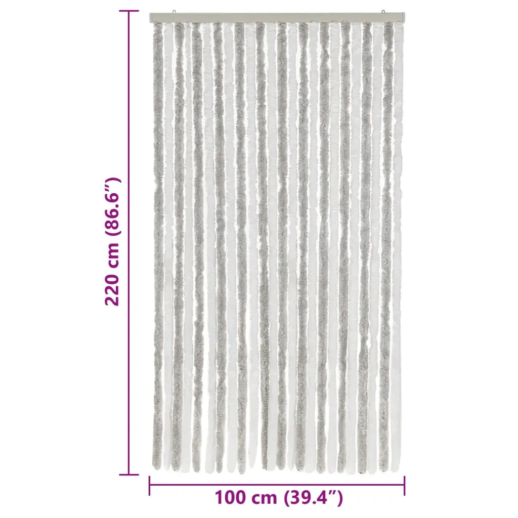 Tenda Antimosche Grigia Chiaro e Bianca 100x220 cm in Ciniglia CFW4249694