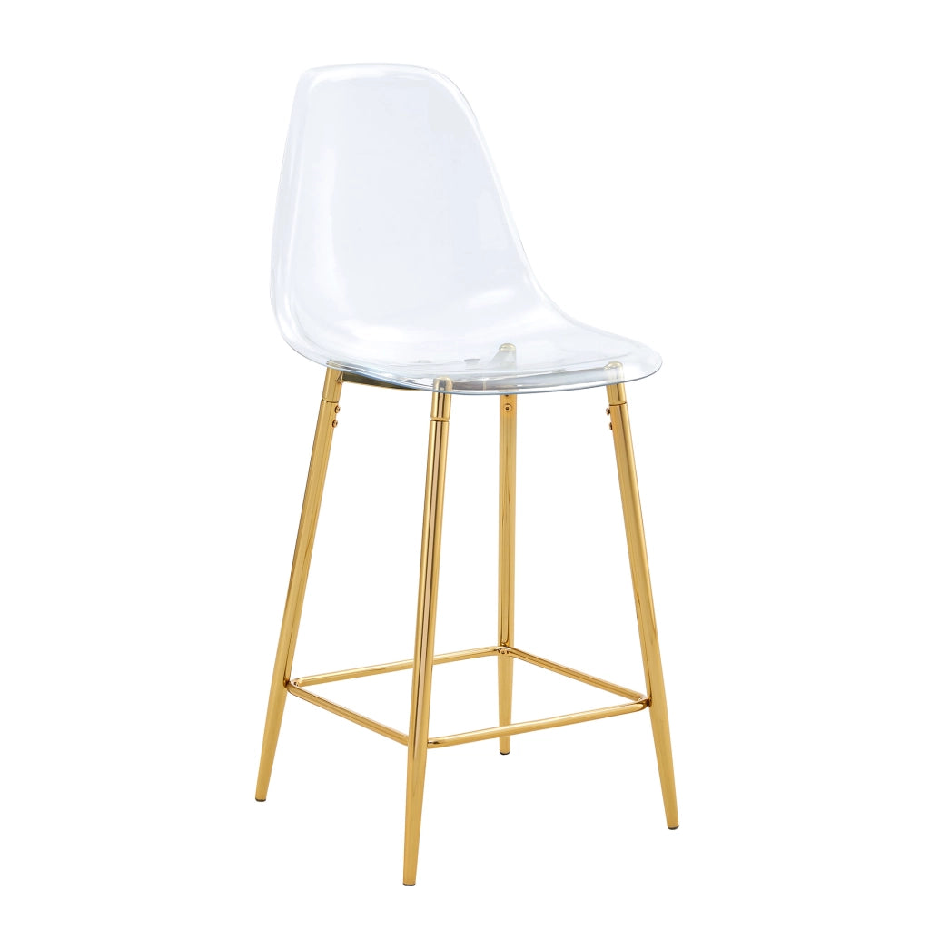 Sgabello da bar trasparente con struttura in metallo e poggiapiedi, design moderno in plastica oro 68.5 × 48.0 × 47.0 cm