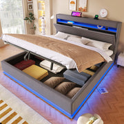 Letto imbottito contenitore 180x200 cm con LED e ricarica integrata