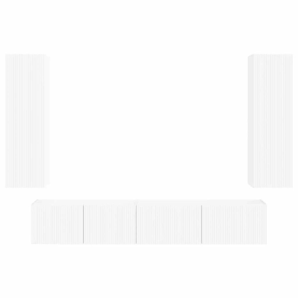 Set mobile TV Montaggio a parete 3 pcs Bianco Legno multistrato 3408979
