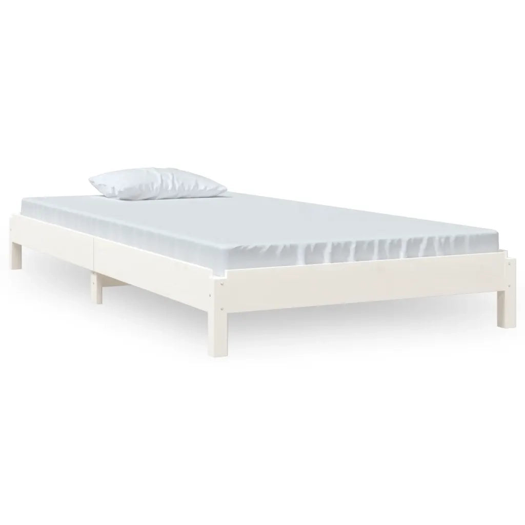 Letto Impilabile Bianco 90x190 cm in Legno Massello di Pino 820403