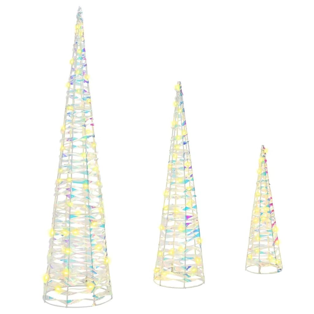 Albero di Natale 3 pcs Bianco caldo 20 x 20 x 80 cm PET