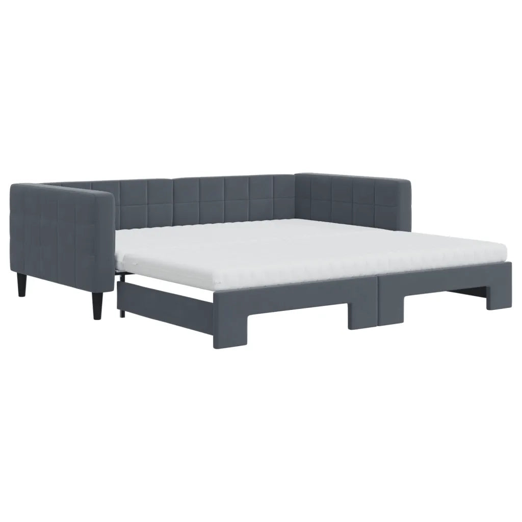 Divano Letto Estraibile Materassi Grigio Scuro 100x200 Velluto 3196723