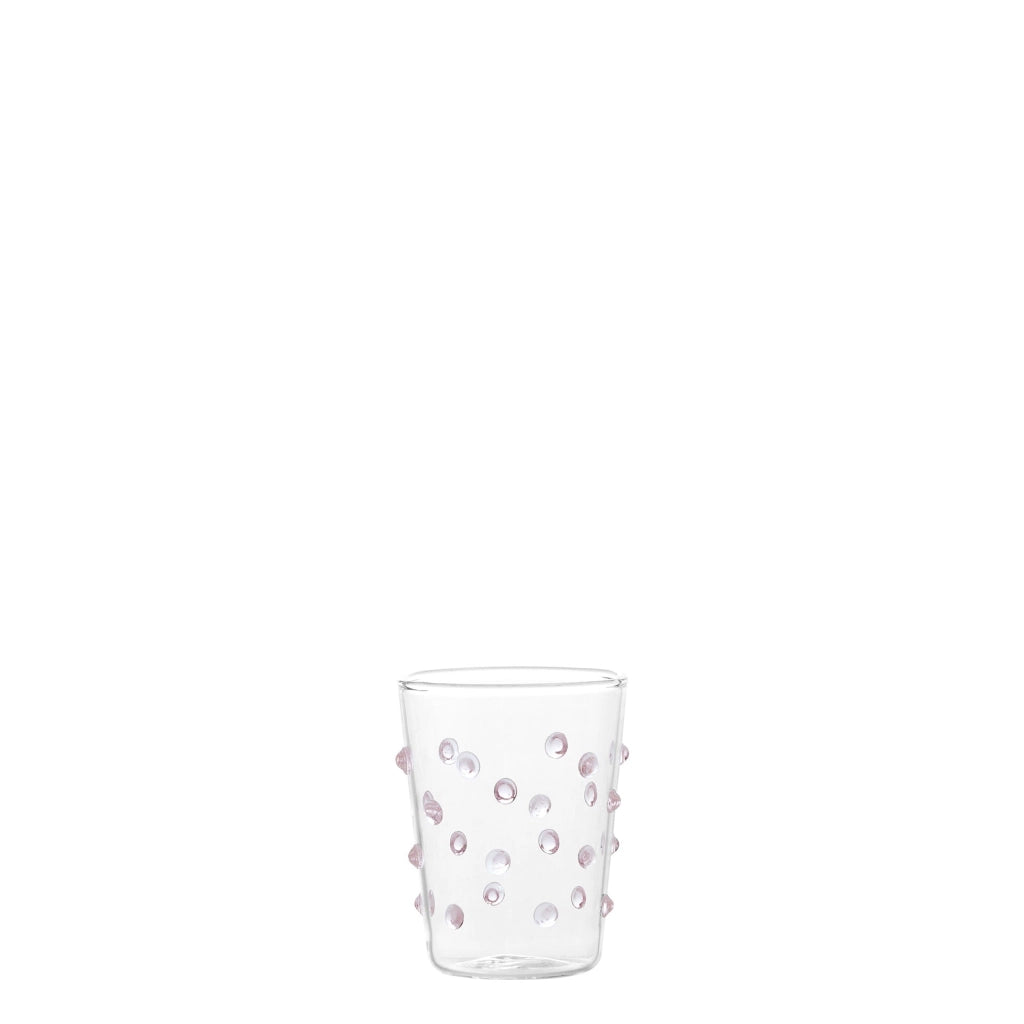 Zafferano Set 6 Bicchieri Party Tumbler Junior in Vetro Borosilicato Colore Rosa, Ideali per Liquori, Salse e Servizio Tavola Design Allegro Pois