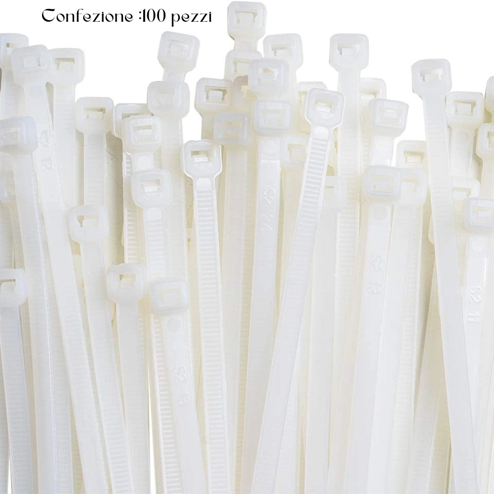 Raytech fascette per cablaggio in nylon autoestinguente confezione da 100 pezzi *** colore bianco, dimensioni 2,6 x 1...