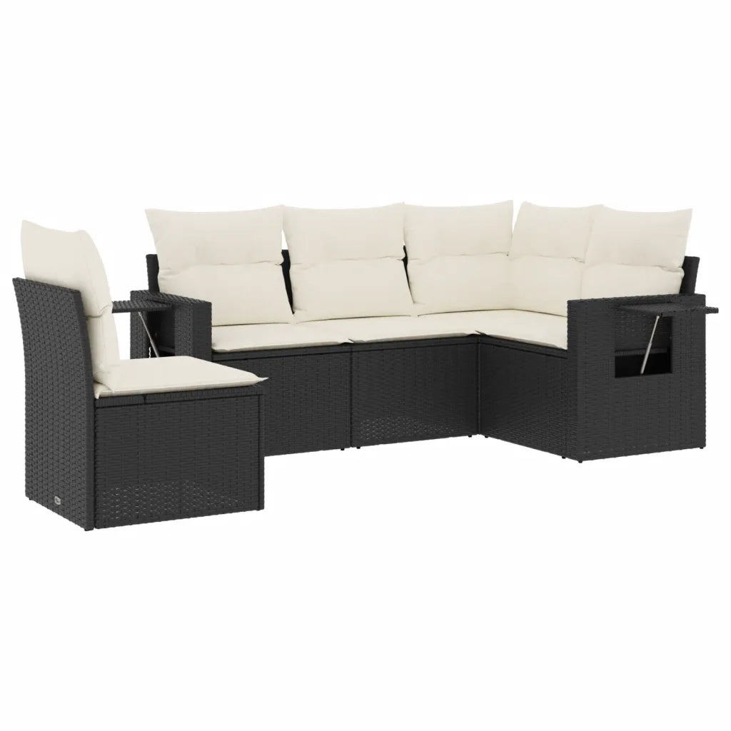 Set Divani da Giardino 5 pz con Cuscini in Polyrattan Nero 3220165