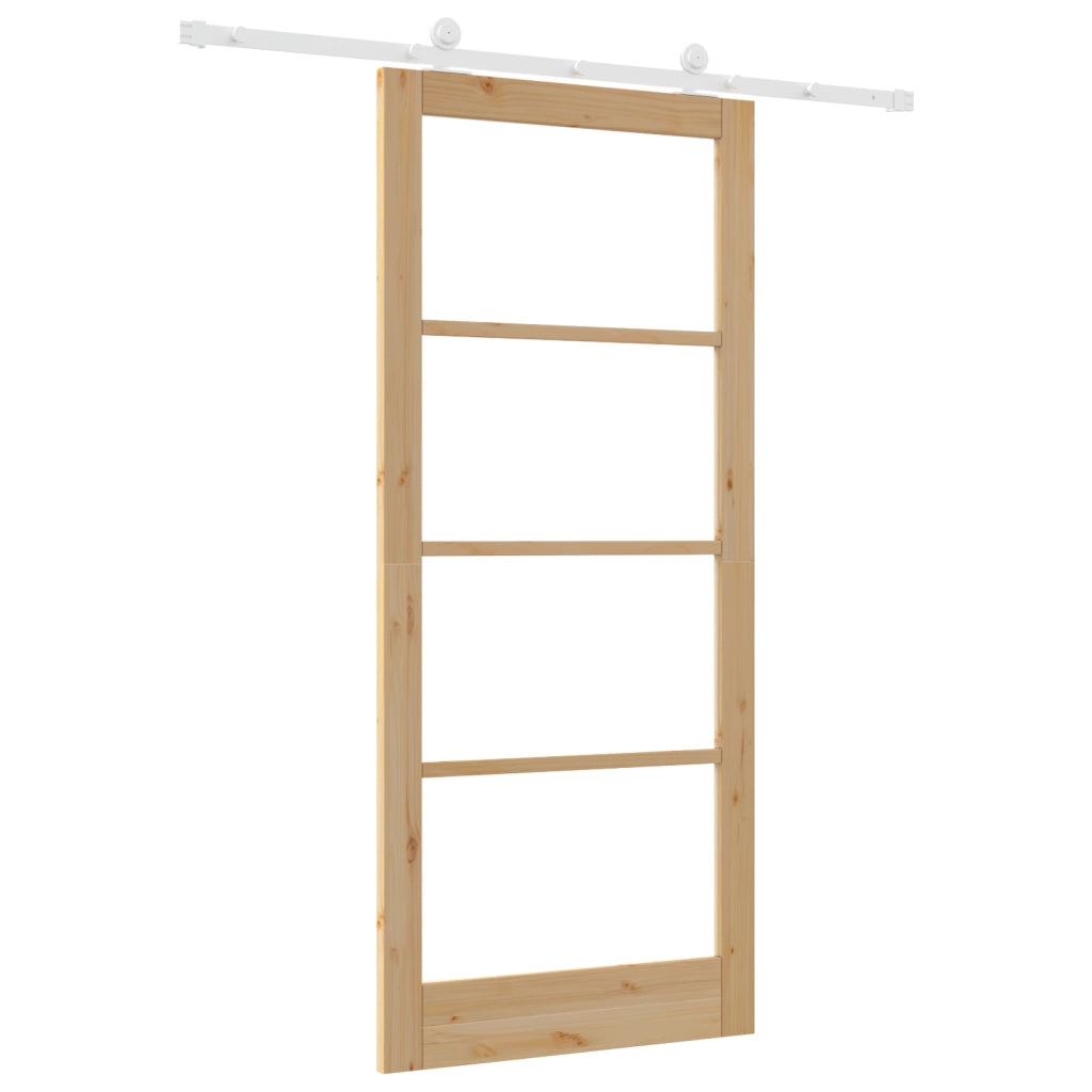 Porta Scorrevole  con Set Hardware 'ORKDAL'Legno Massello & Vetro