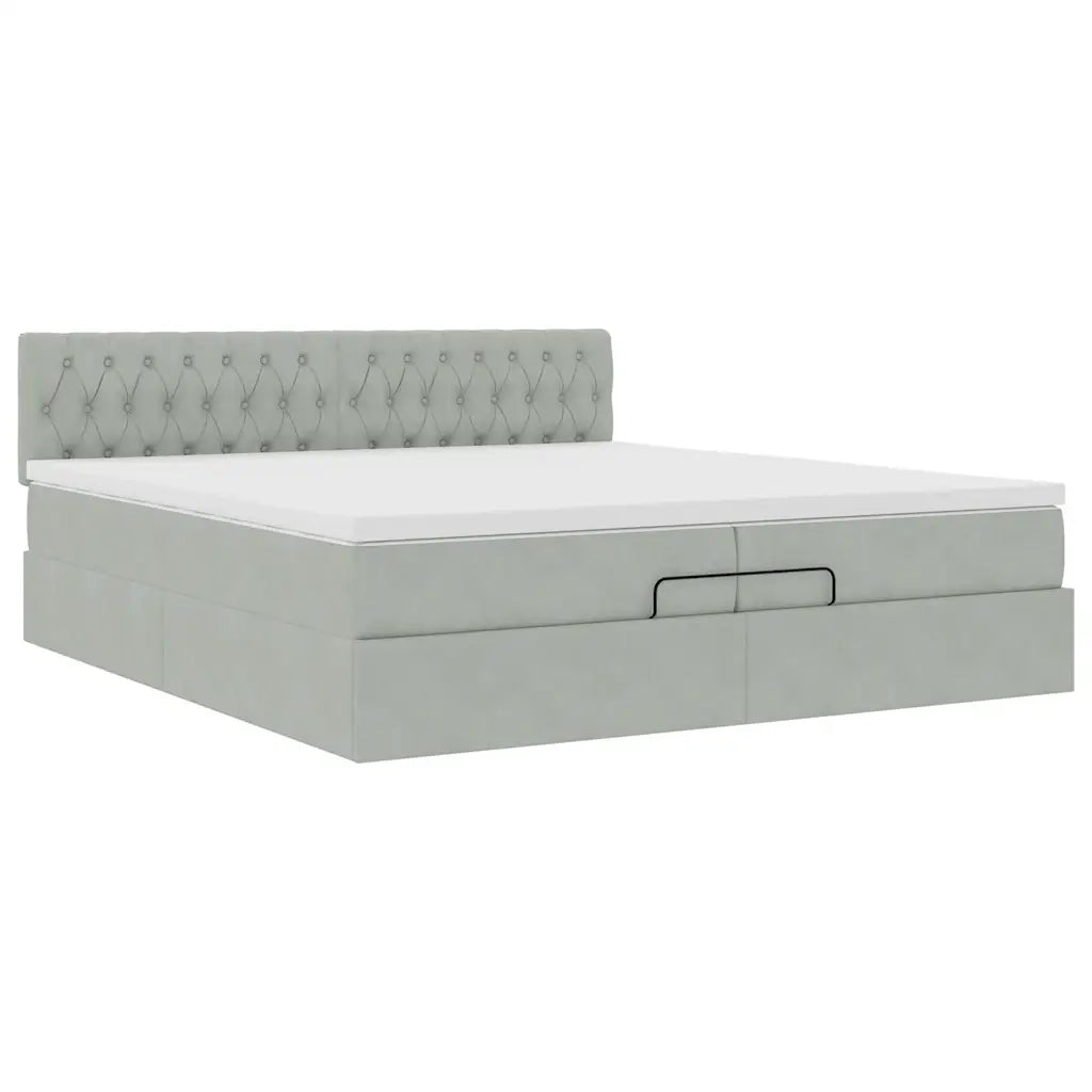 Struttura Letto Pouf con Materasso 200x200 cm in Velluto