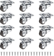 12 pezzi di ruote per mobili 12 mm, ruote con gomma, 360 gradi, ruote per mobili piccoli, ruote per tavoli, cassetti, carrelli, colore marrone