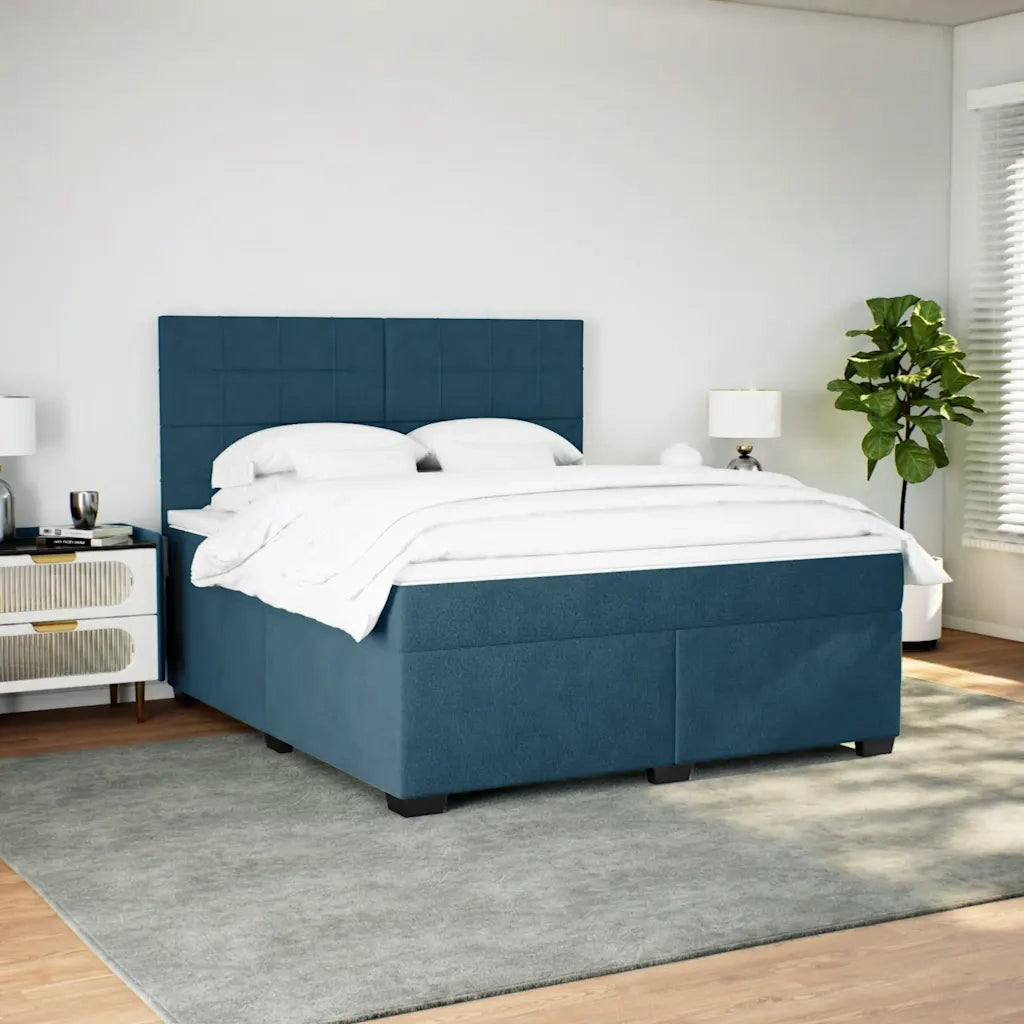 Giroletto a Molle con Materasso Blu 180x200 cm in Velluto