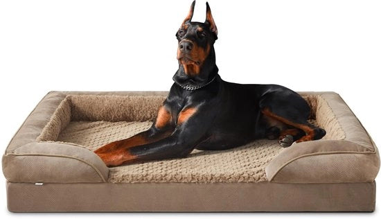 Letto per cani XXL, letto per gatti XXL, cuscino per cani con struttura a miele e imbottitura removibile e impermeabile, letto per cani in schiuma, dimensioni XXL, colore marrone.