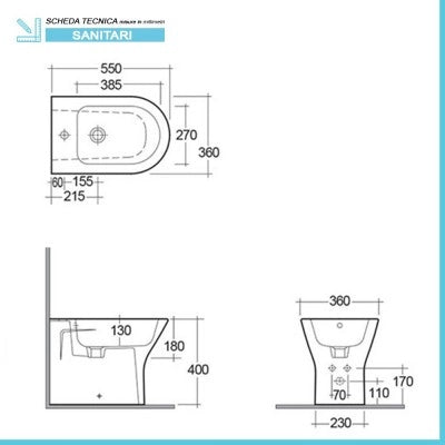 Coppia di sanitari filomuro serie resort RIMLESS con copriwc avvolgente